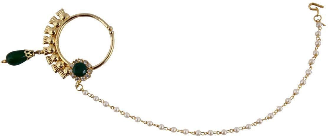 Radhesh Creation Crystal Yellow Gold Plated Brass Nathiya