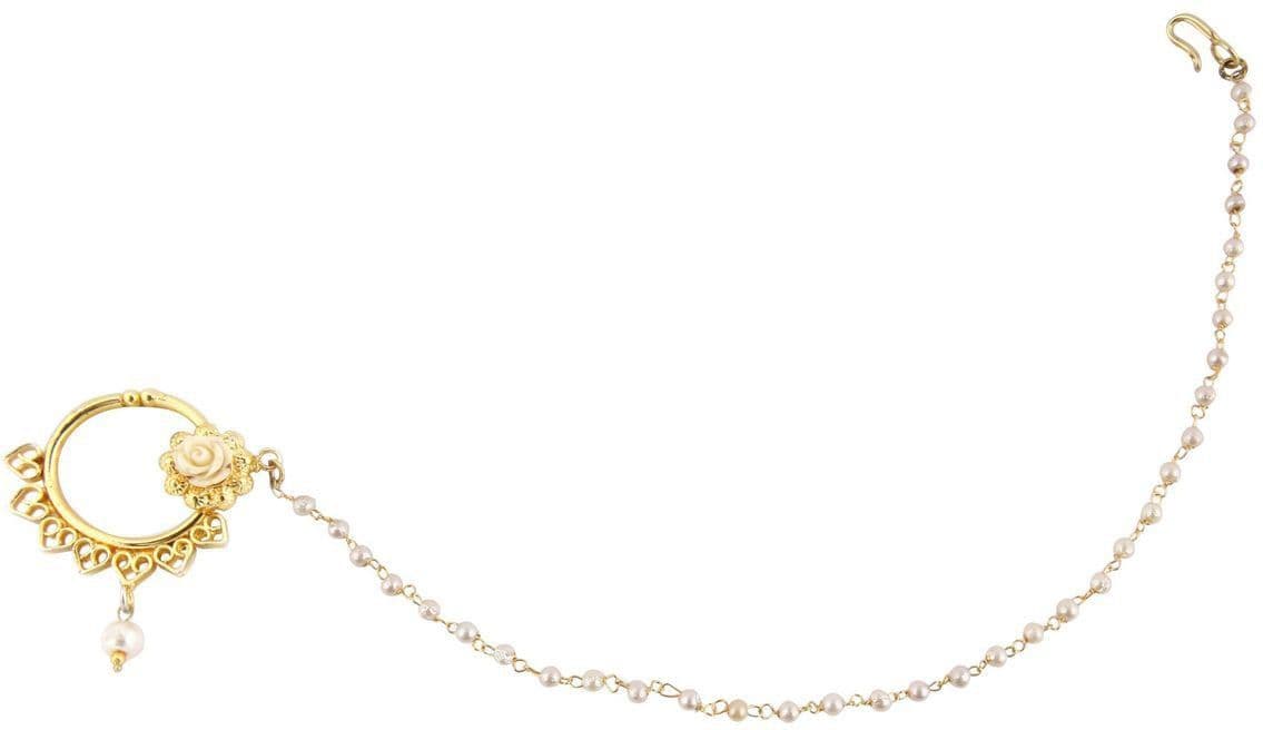 Radhesh Creation Crystal Yellow Gold Plated Brass Nathiya