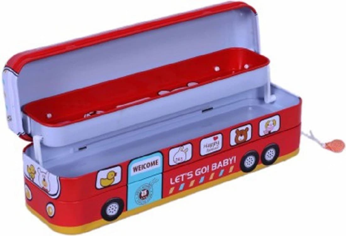 Neo Gold leaf Snap Bus Art Metal Pencil Box