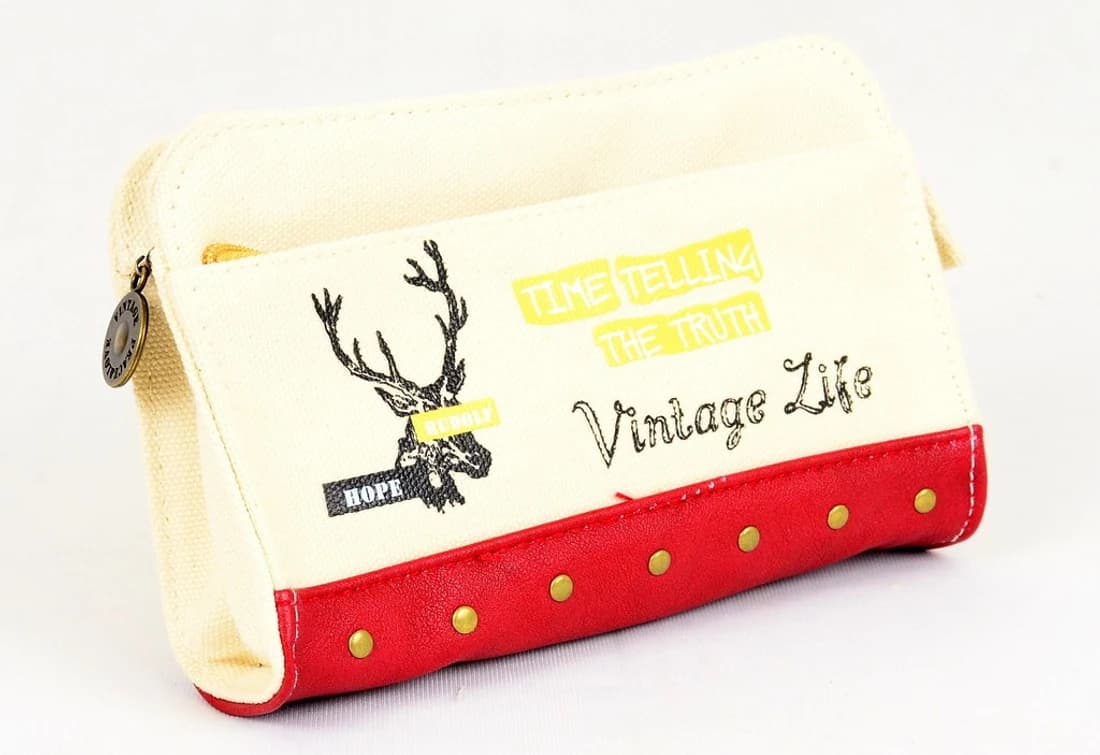 Enwraps Utility Pouch Vintage Miniature Bag Abstract Art Cloth Pencil Box