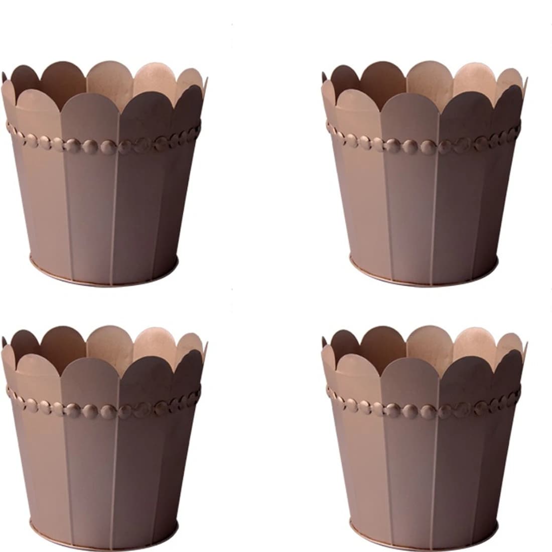Sutra Decor Handmade Metallic Petals Planters Plant Container Set