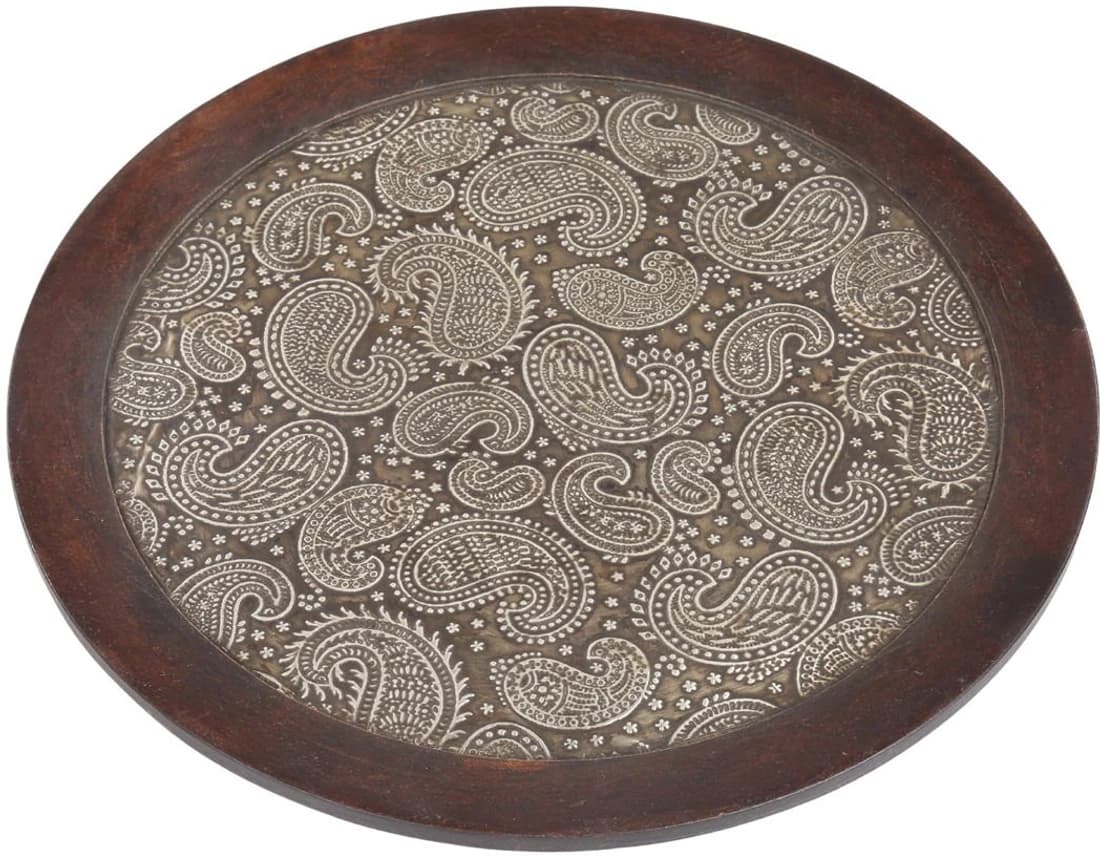 Rajrang Paisley Tray Embossed Wood Tray