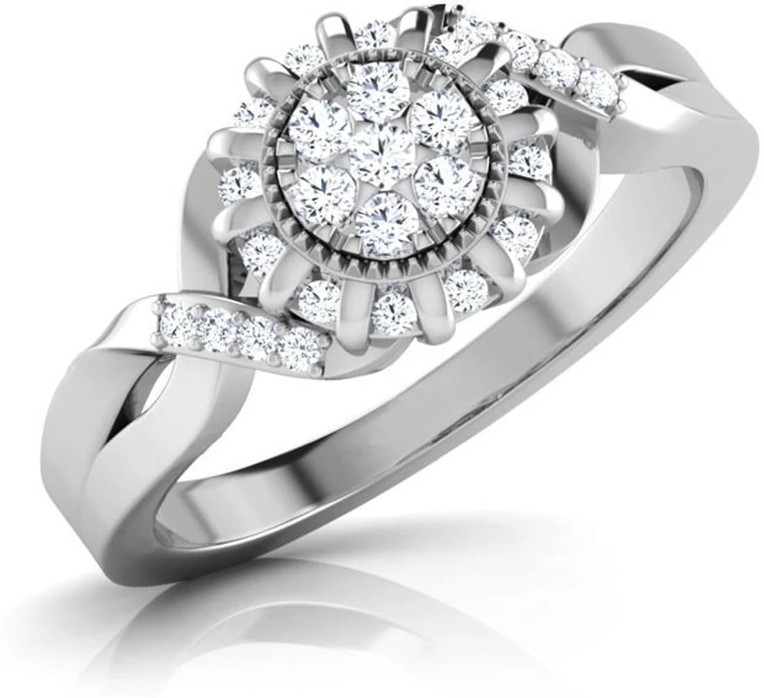 CaratLane Swish Ray White Gold Diamond 18 K Ring
