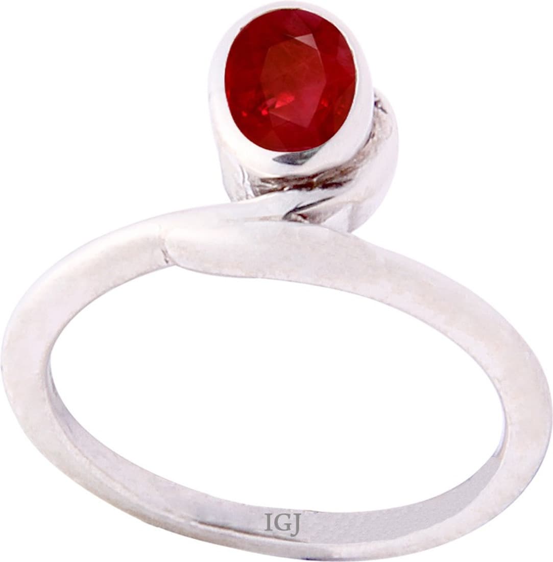 Indian Gems And Jewells Certified 2 Cts Sterling Silver Ruby Ring