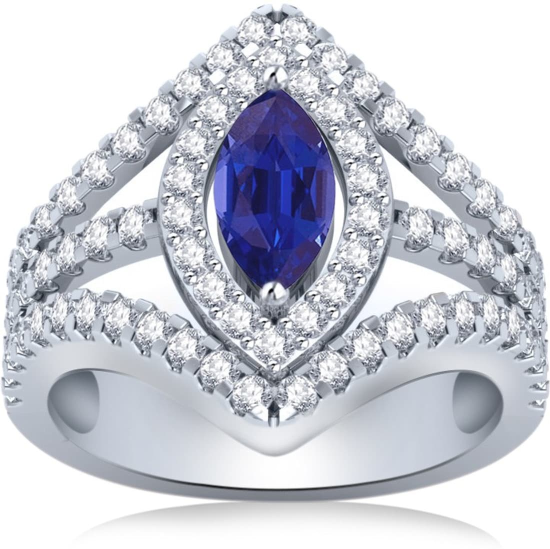 Vivre Jewels Silver Sapphire, Cubic Zirconia Ring