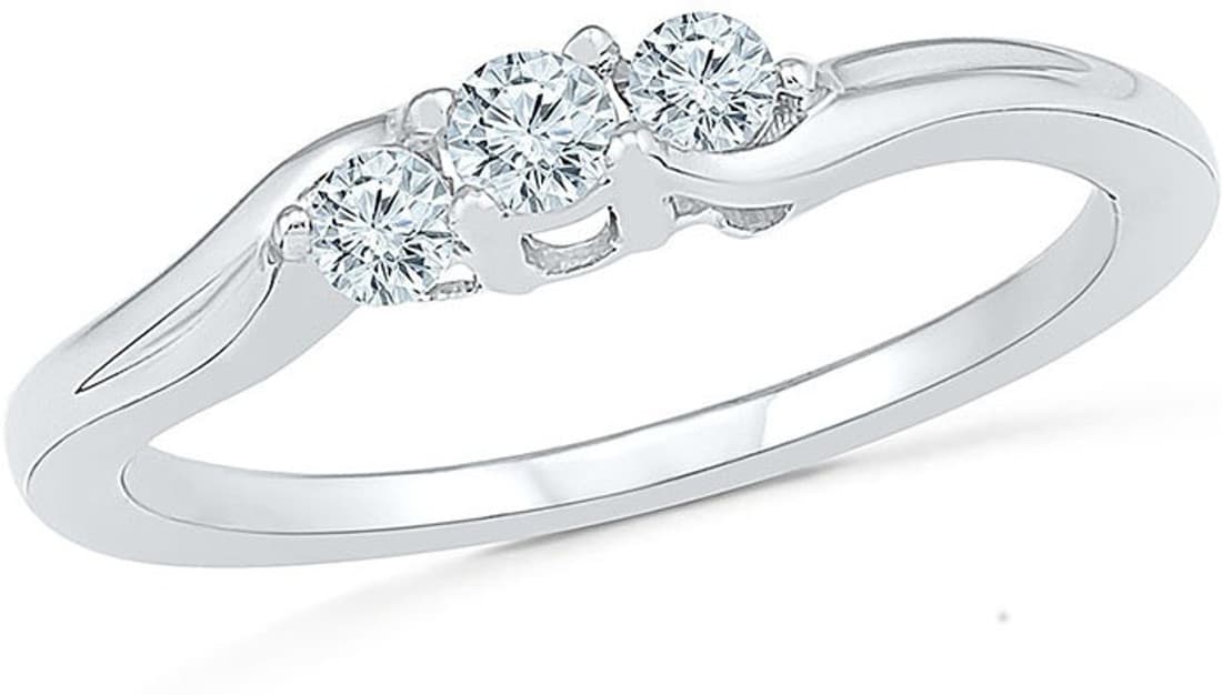 Radiant Bay Wish Trio White Gold Diamond 18 K Ring