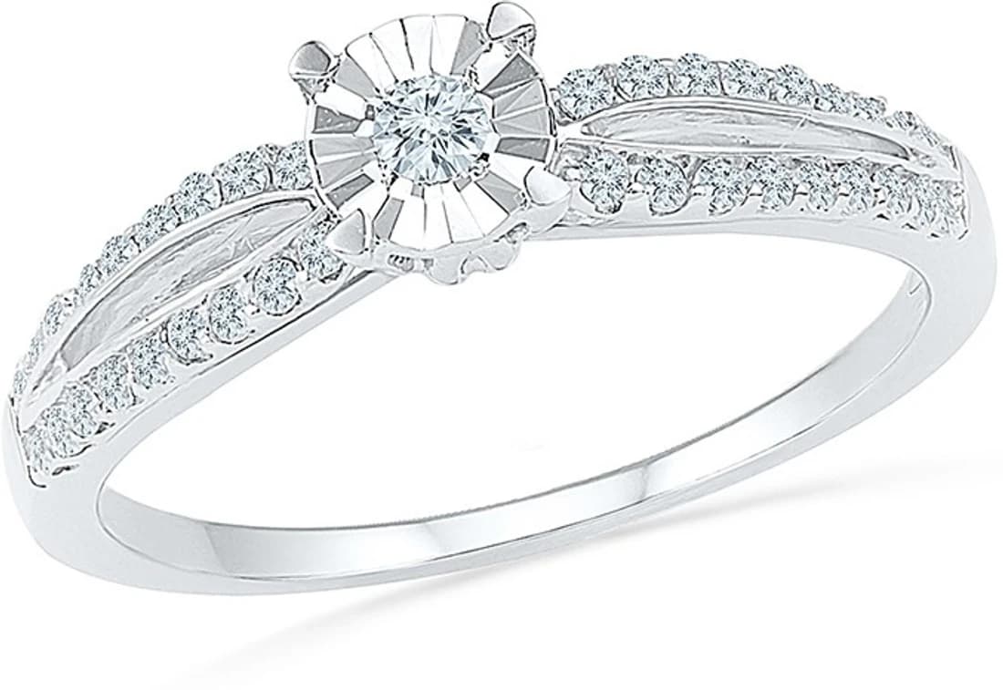 Radiant Bay Sumptous Sparkle White Gold Diamond 14 K Ring