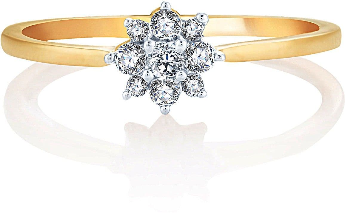 Karatcraft Simple Flower Yellow Gold Diamond 18 K Ring