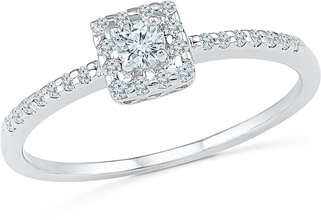 Radiant Bay Pristine Promise White Gold Diamond 18 K Ring