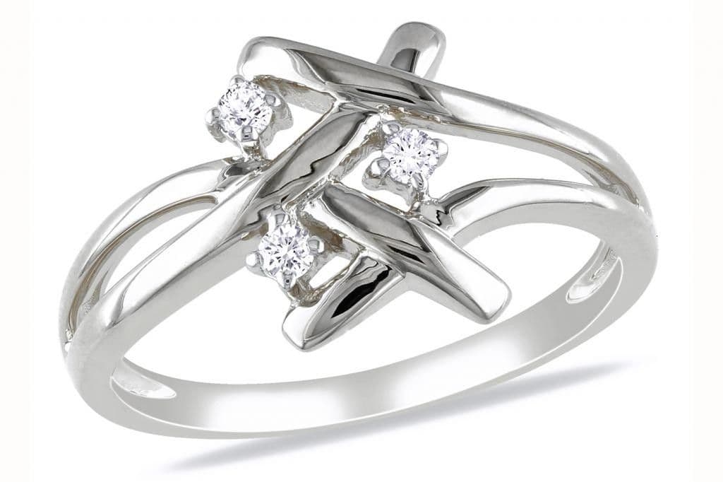 Kiara Jewellery Sterling Silver Cubic Zirconia Rhodium Ring