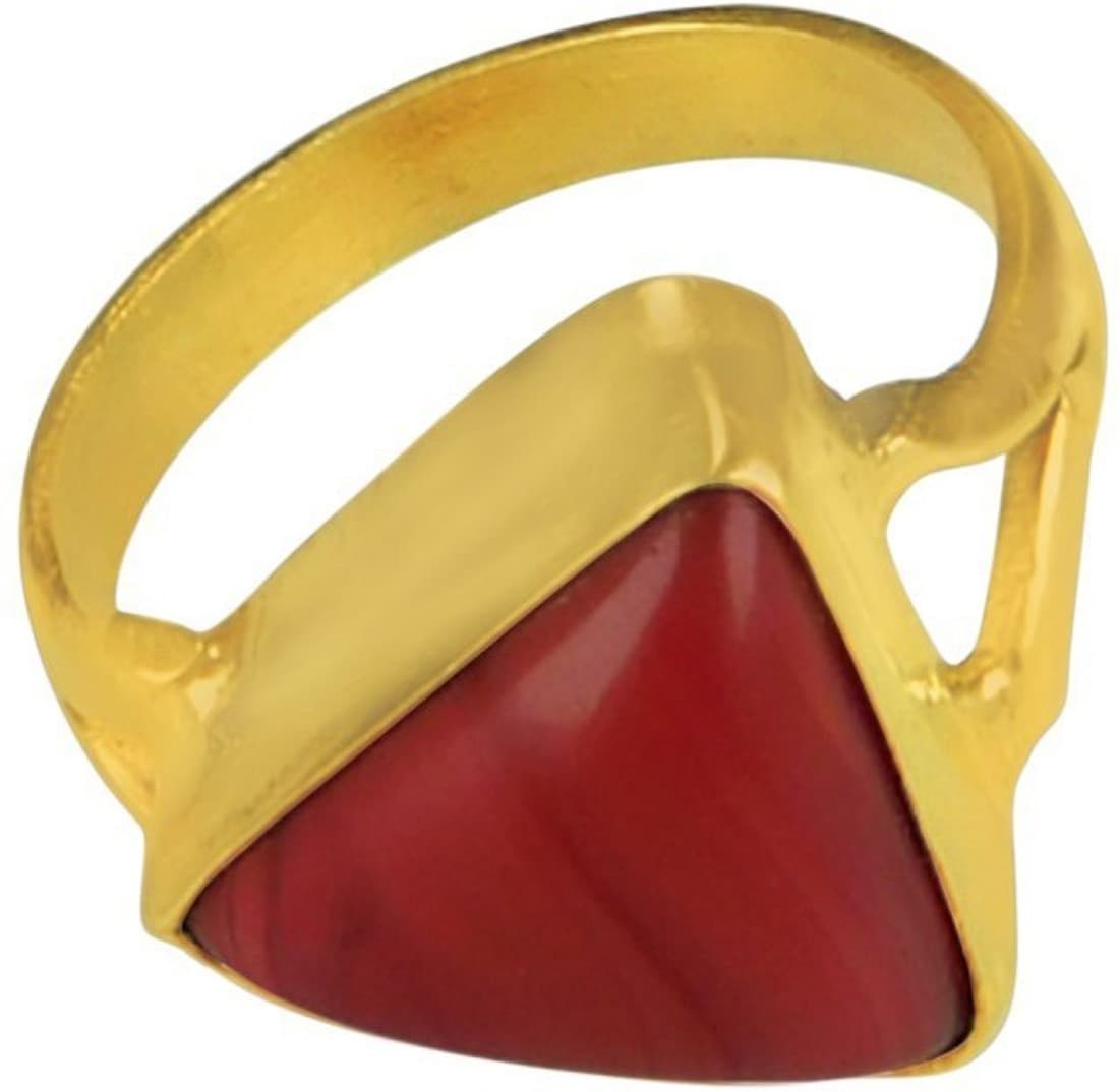 Asian Gems & Jewels 5.25 Ratti 5 Dhaatu Sterling Silver, Metal, Alloy Coral Ring