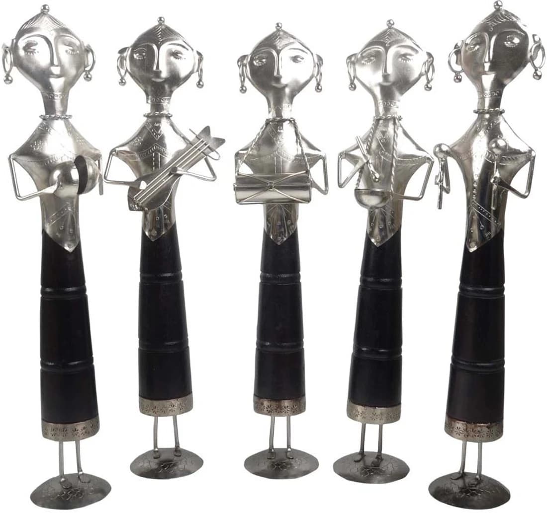 Lal Haveli Theshopy Indian Iron Wood Hand Made Musision 5Pcs Set Showpiece - 50.8 cm