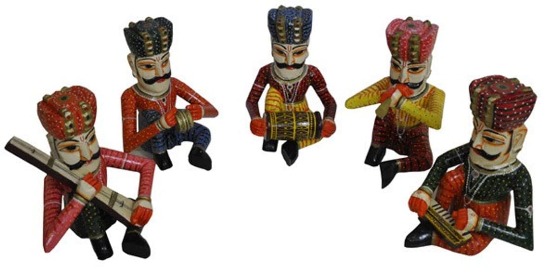 Lal Haveli Rajasthani Handcrafted Decorative Showpiece Statue Musicians Showpiece - 17.18 cm