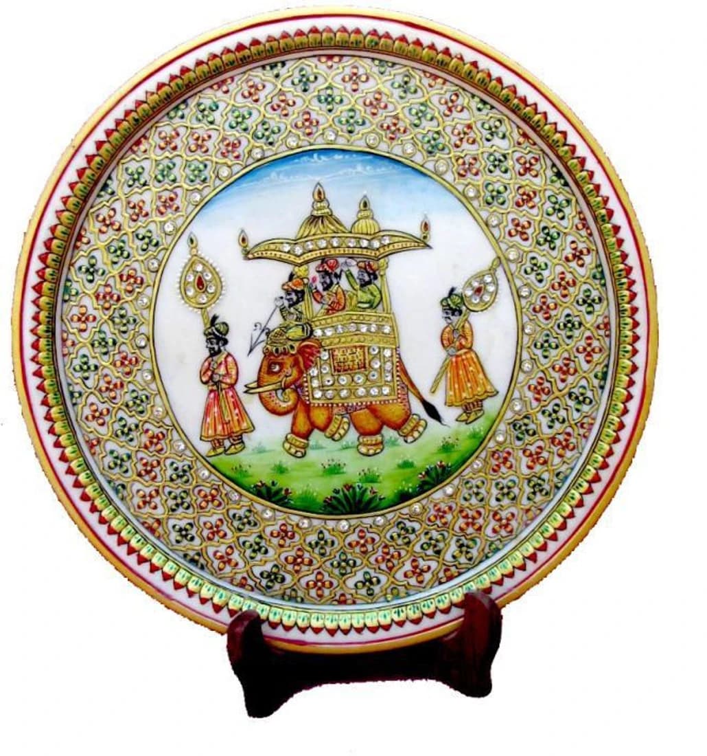 Shoppingtara Amabari Marble Plate Showpiece - 7 cm