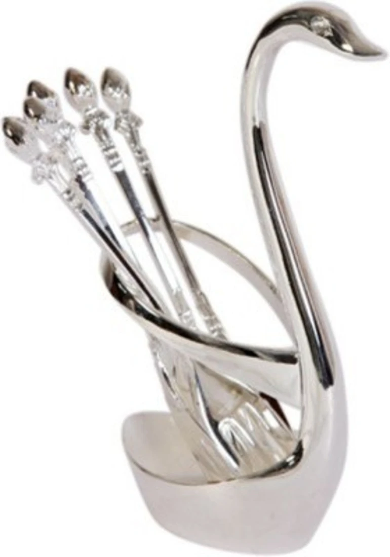 Marwal White Metal Swan Holder Showpiece - 15.24 cm