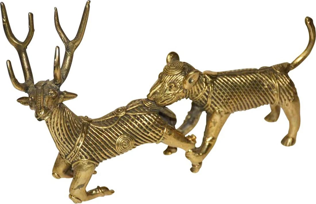 Utkalika Dhokra Tiger With Dee #355DC912 Showpiece - 9 cm