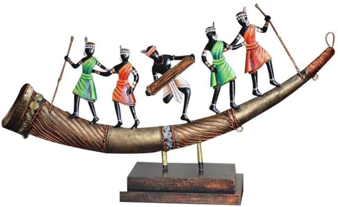 Karigaari Set Of 5 Adivasi Doing Merry On Trumpet Showpiece - 30 cm