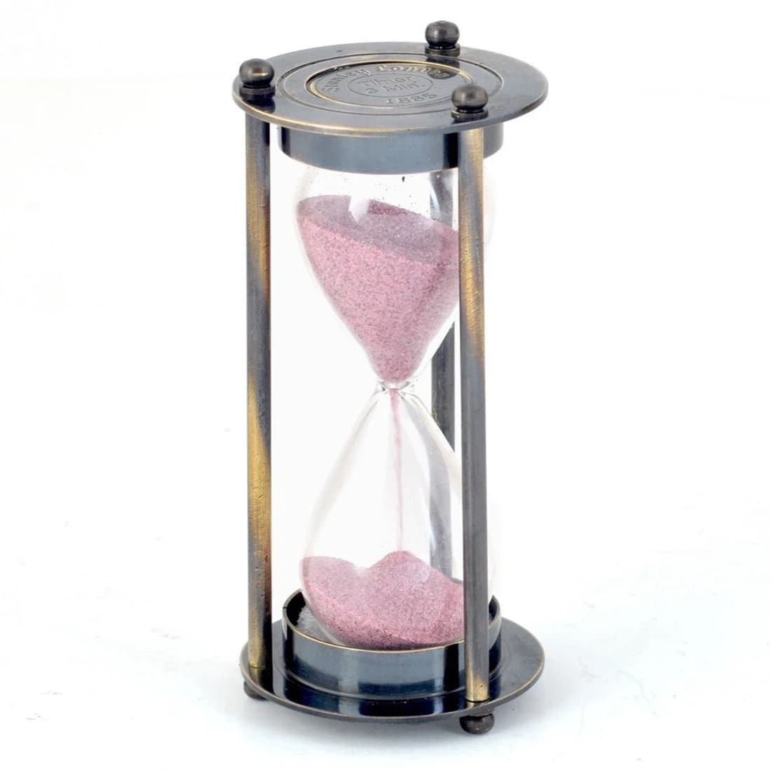 Desert Eshop Real Antique Brass Royal 3 Minute Sand Timer 281 Showpiece - 7 cm