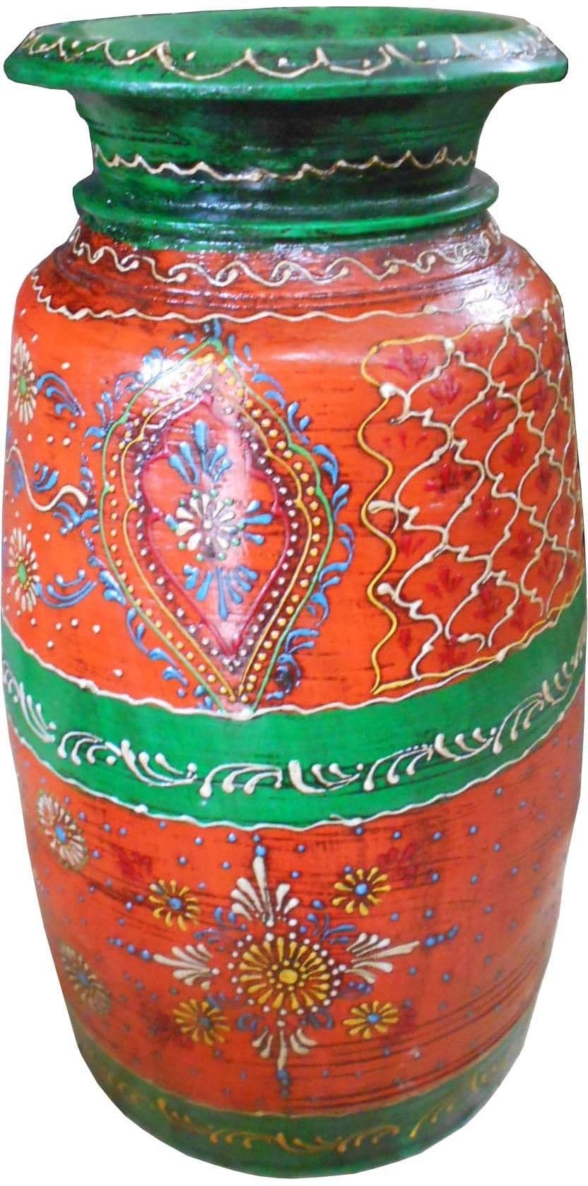 MCB Exports Decorative Wooden Pot Showpiece - 34 cm