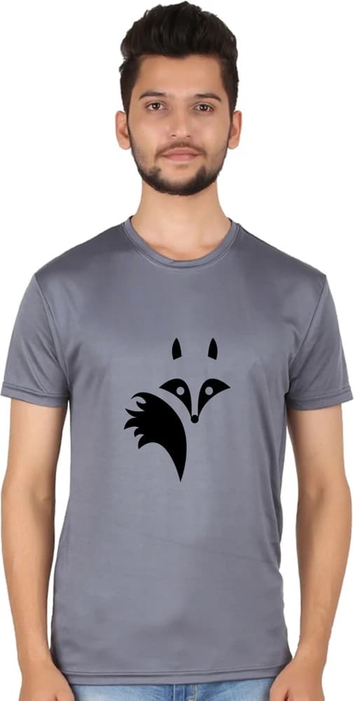 Fanideaz Printed Men's Round Neck Grey T-Shirt