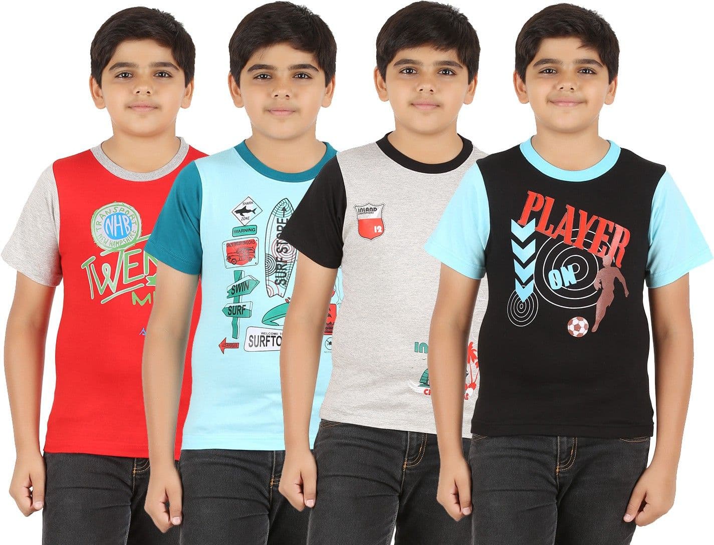 Zippy Printed Boy's Round Neck Multicolor T-Shirt