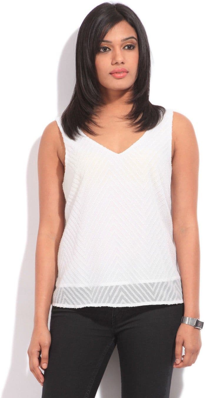 Arrow Casual Sleeveless Self Design Women's Top