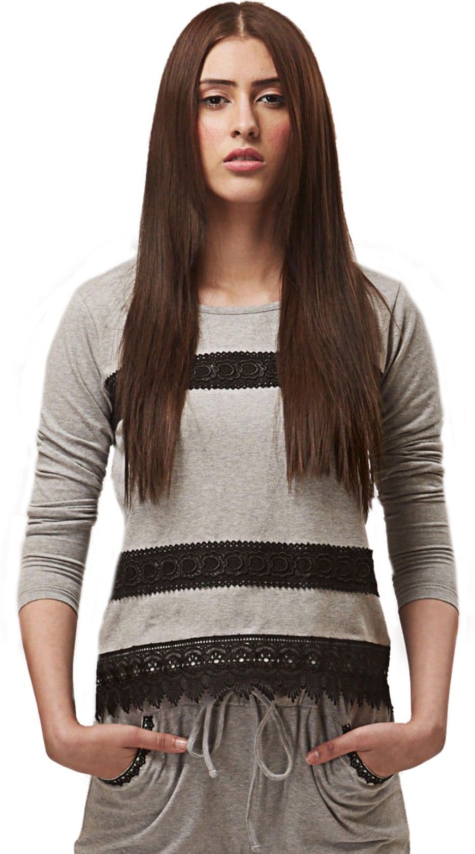 THELABELLIFE.com Casual Full Sleeve Solid Women's Grey, Black Top