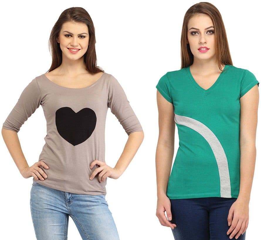 Cation Casual 3/4 Sleeve, Short Sleeve Solid Women's Top