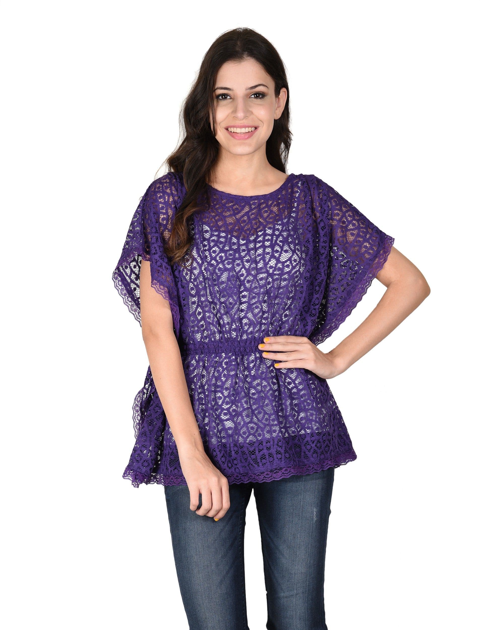 Latin Quarters Casual Butterfly Sleeve Self Design Women's Top