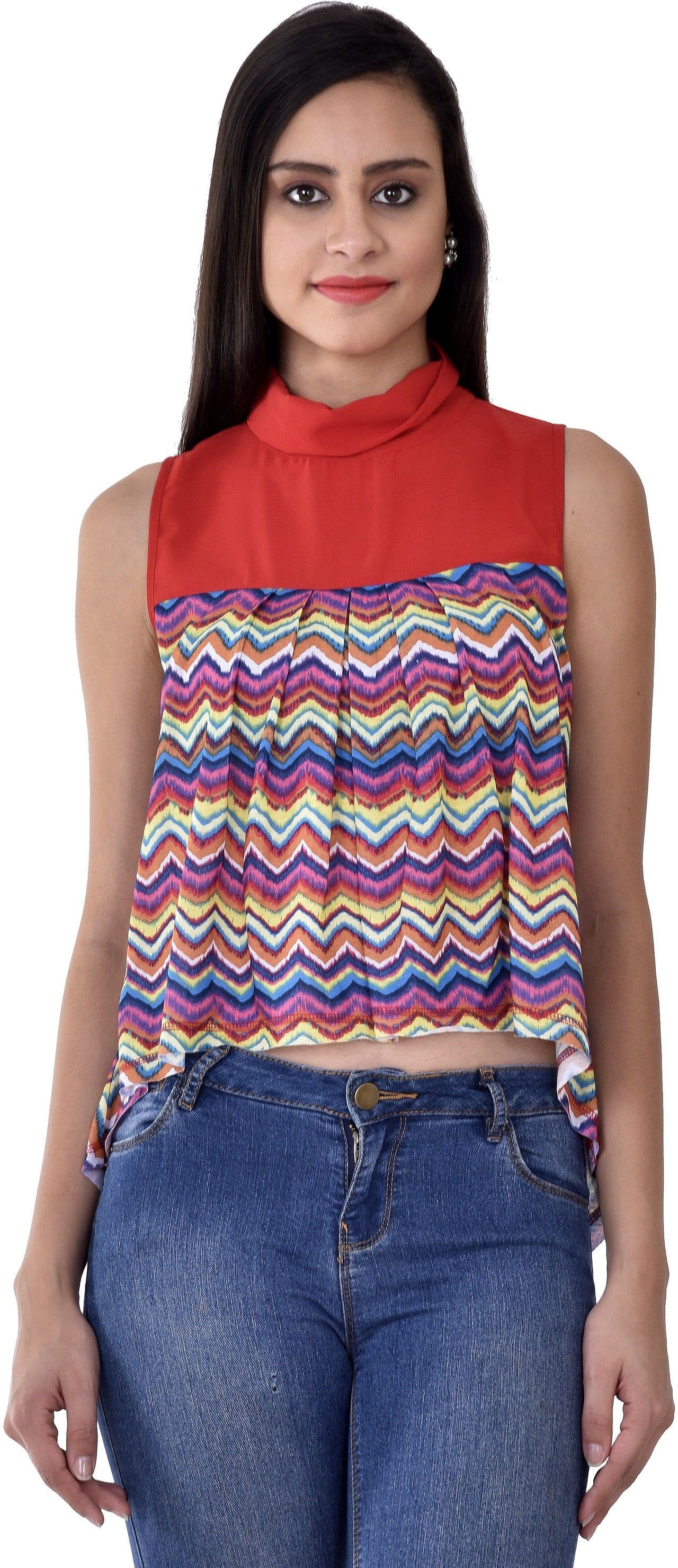 Colors Couture Casual Sleeveless Printed Women's Top