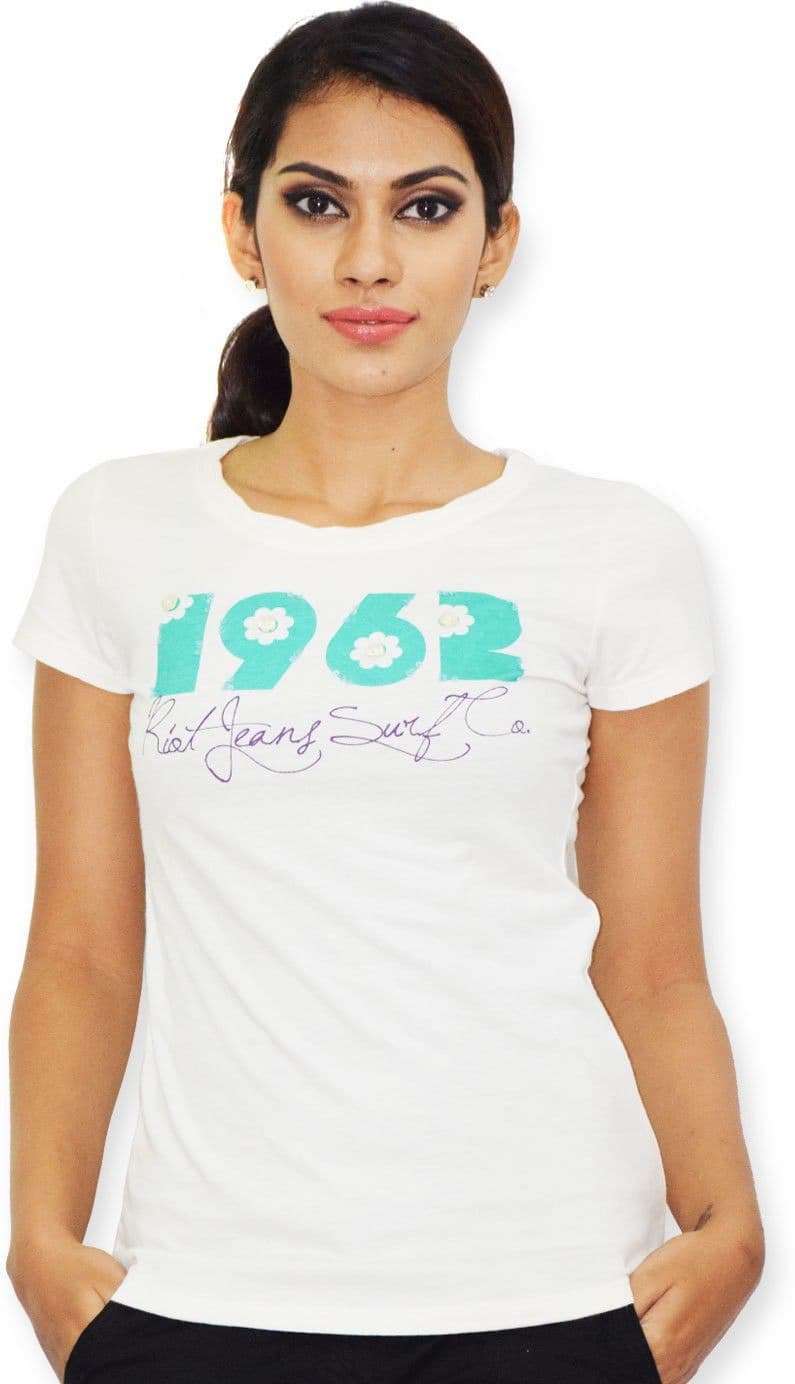 Riot Jeans Casual Short Sleeve Printed Women's Top