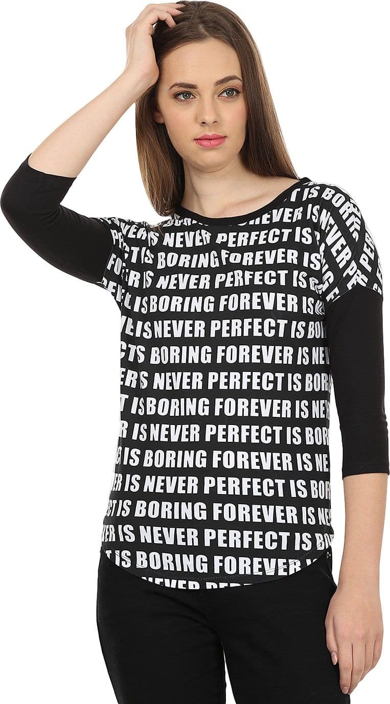 United Colors of Benetton Casual 3/4 Sleeve Printed Women's Top