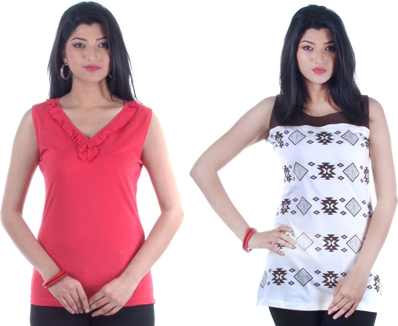 TSG Breeze Casual Sleeveless Solid, Printed Women's Top
