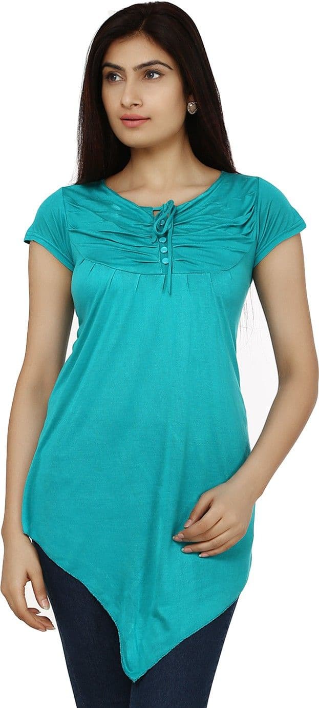 TeeMoods Casual Short Sleeve Solid Women's Top