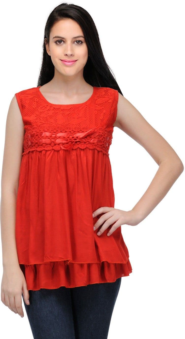 Klick Casual, Formal, Party Sleeveless Solid Women's Top