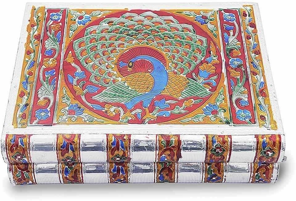 Little India Metal Colorful Meenakari Work Box -174 Jewellery Vanity Case